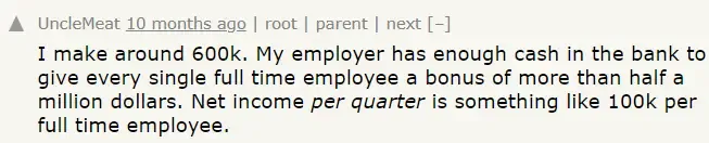 HN user stating they earn 600k